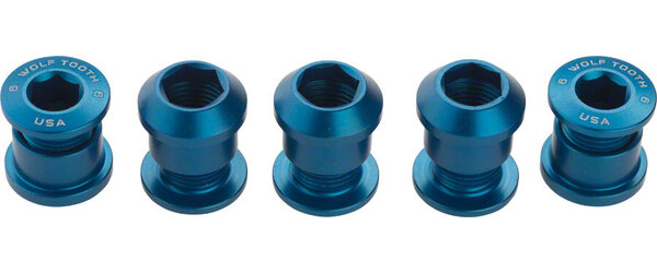 Wolf Tooth Wolf Tooth 1x Chainring Bolt Set - 6mm, Dual Hex Fittings, Set/5, Blue Wolf Tooth Wolf Tooth 1x Chainring Bolt Set - 6mm, Dual Hex Fittings, Set/5, Blue