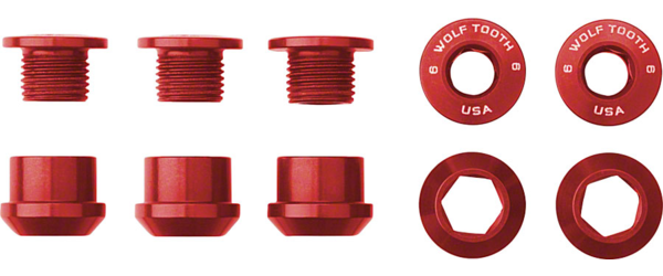 Wolf Tooth Wolf Tooth 1x Chainring Bolt Set - 6mm, Dual Hex Fittings, Set/5, Red Wolf Tooth Wolf Tooth 1x Chainring Bolt Set - 6mm, Dual Hex Fittings, Set/5, Red