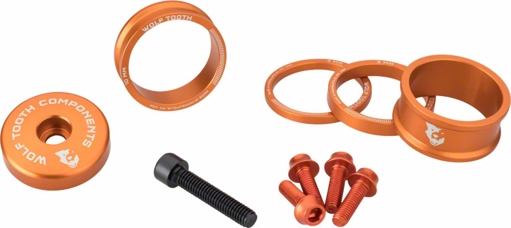 Wolf Tooth Wolf Tooth BlingKit: Headset Spacer Kit 3, 5,10, 15mm, Orange 