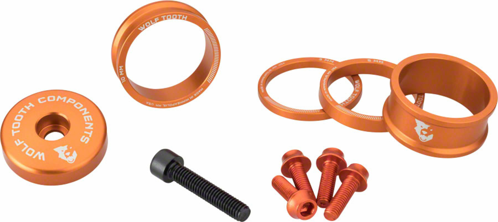 Wolf Tooth Wolf Tooth BlingKit: Headset Spacer Kit 3, 5,10, 15mm, Orange