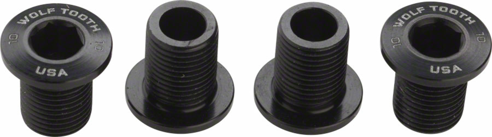Wolf Tooth Wolf Tooth Set of Chainring Bolts for 104 x 30T Rings (10 mm long) 4-Pieces, Black 