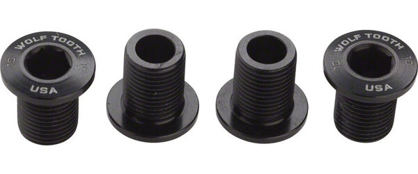Wolf Tooth Wolf Tooth Set of Chainring Bolts for 104 x 30T Rings (10 mm long) 4-Pieces, Black