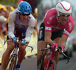 7. Armstrong passes Ullrich in the 2005 Tour's first Time Trial!
