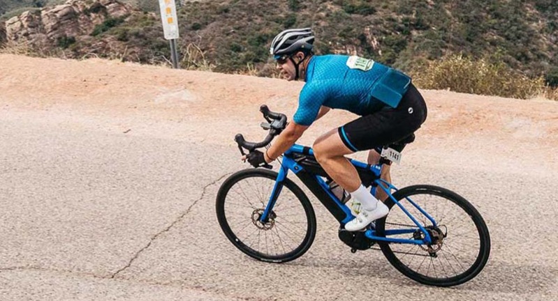 Road rider on an eBike