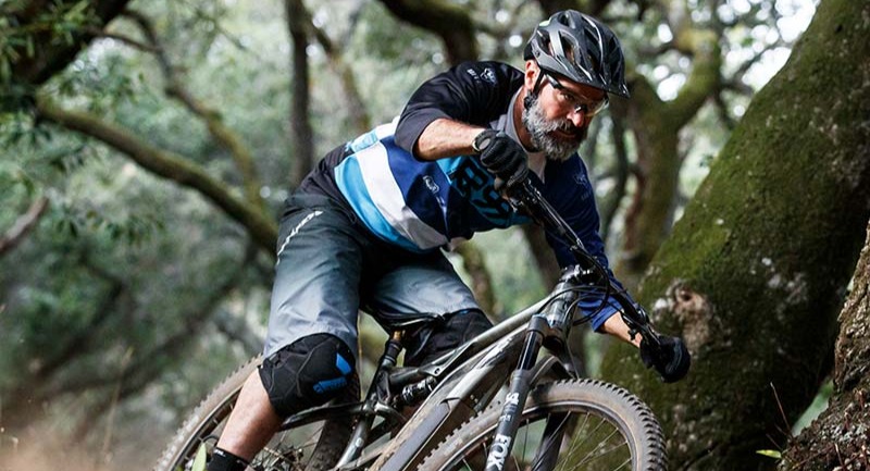 mountain biker on an electric mountain bike