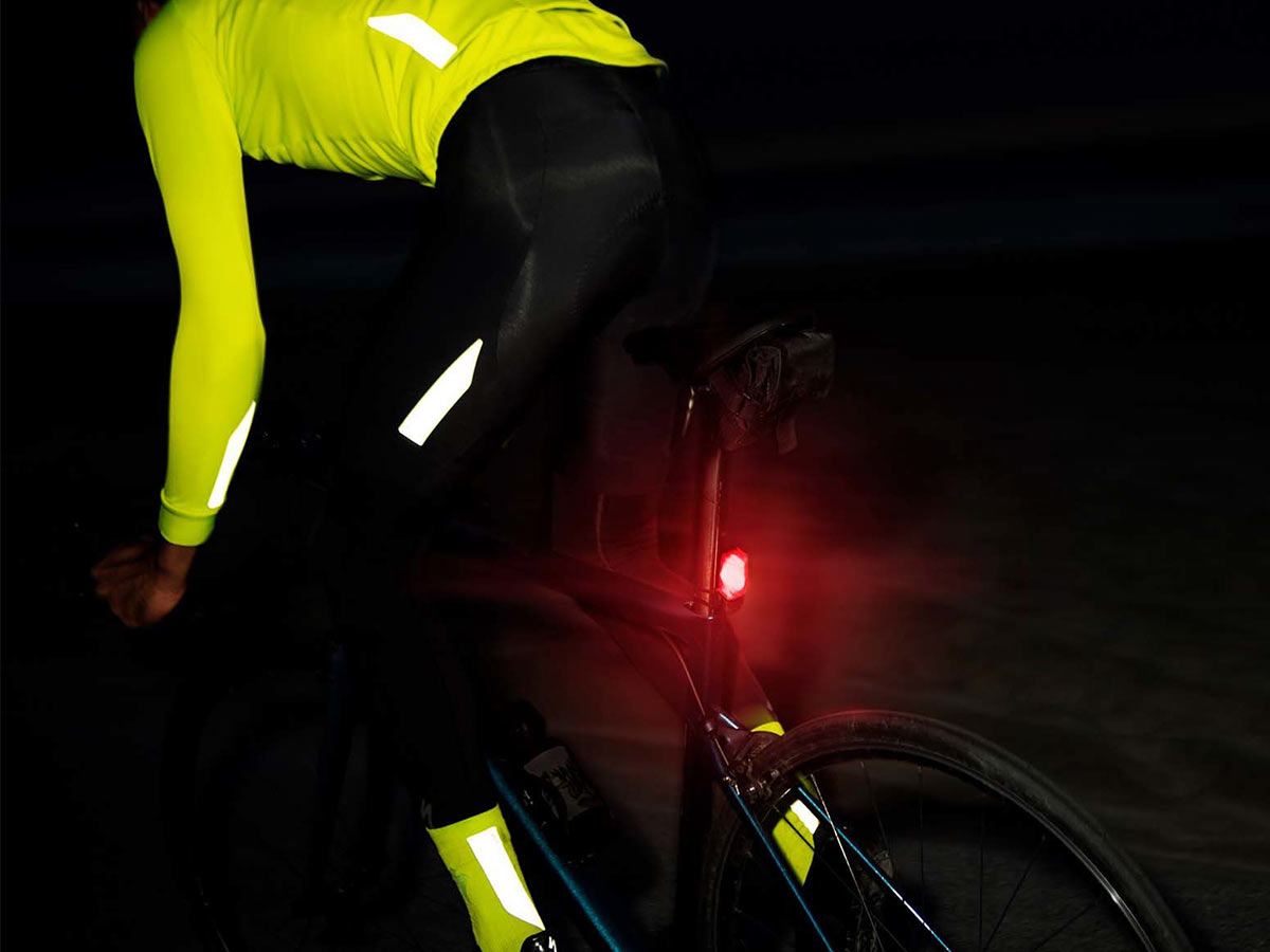 bike with taillight at night