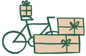 bike with gifts illustration