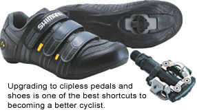 Clipless pedals make you faster and safer!