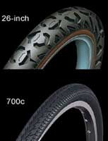 26-inch tires are softer for additional comfort; 700c tires are easier pedaling.