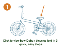 Click to view how Dahon bicycles fold in 3 quick, easy steps!