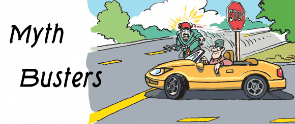 Myth 1: Riding against traffic, is the most-dangerous myth!