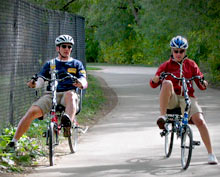 It's easy to put your feet on the ground with a recumbent bicycle!