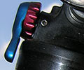 On this shock the red knob adjusts rebound, the blue lever is for lockout.