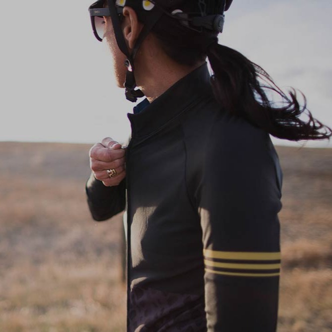 Woman wearing cycling jacket