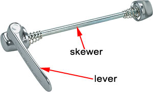 The quick release is the entire assembly. The skewer is the center rod.