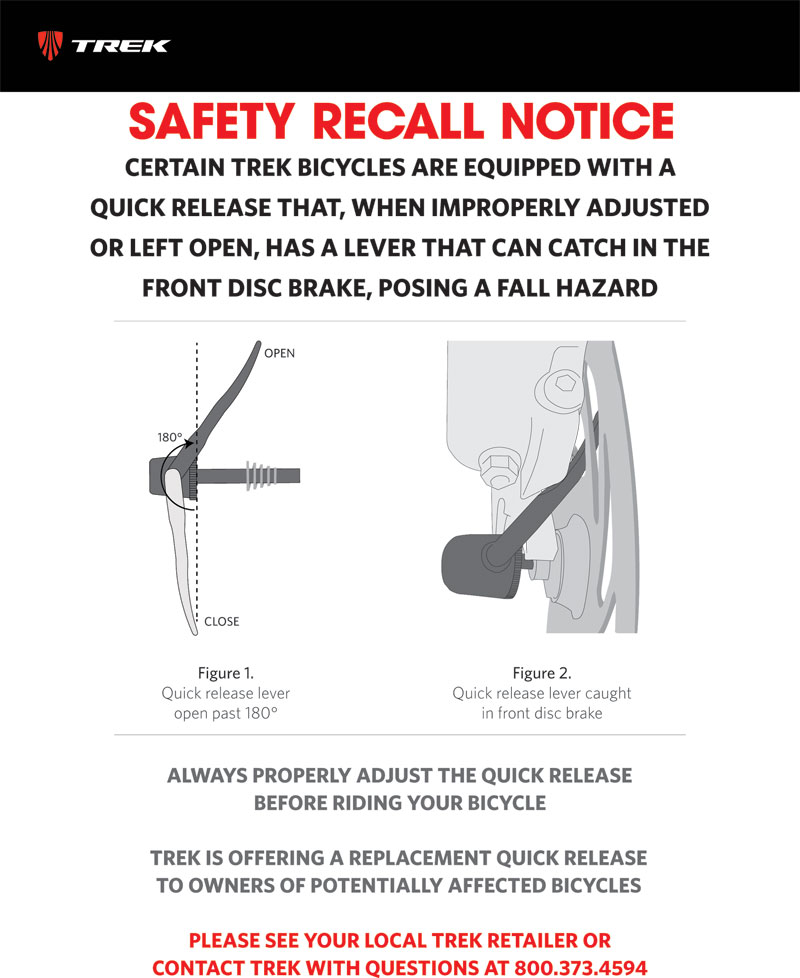 Trek Safety Recall for Quick Release