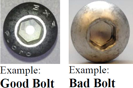 Left/Right: A good bolt/a recalled bolt.