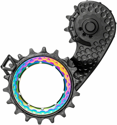 absoluteBLACK absoluteBLACK HOLLOWcage Oversized Derailleur Pulley Cage - For Shimano 9100 / 8000, Full Ceramic Bearings, Carbon Cage, PVD Rainbow