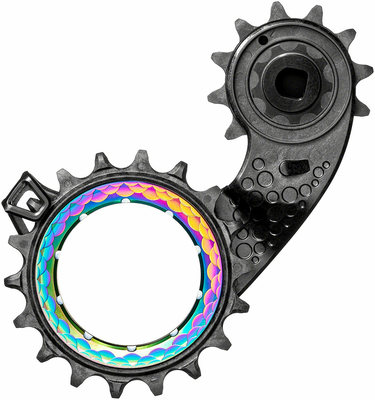 absoluteBLACK absoluteBLACK HOLLOWcage Oversized Derailleur Pulley Cage - For SRAM AXS, Full Ceramic Bearings, Carbon Cage, PVD Rainbow