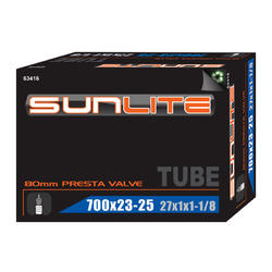 Sunlite Standard Presta Valve (80mm) Tube 700 x 23-25 (27 x 1-1 1/8)