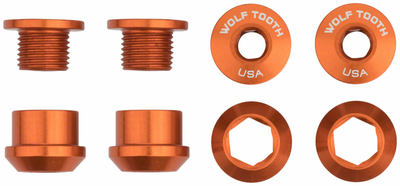 Wolf Tooth Wolf Tooth 1x Chainring Bolt Set - 6mm, Dual Hex Fittings, Set/4, Orange