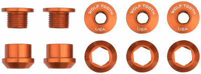 Wolf Tooth Wolf Tooth 1x Chainring Bolt Set - 6mm, Dual Hex Fittings, Set/5, Orange