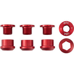 Wolf Tooth Wolf Tooth 1x Chainring Bolt Set - 6mm, Dual Hex Fittings, Set/4, Red