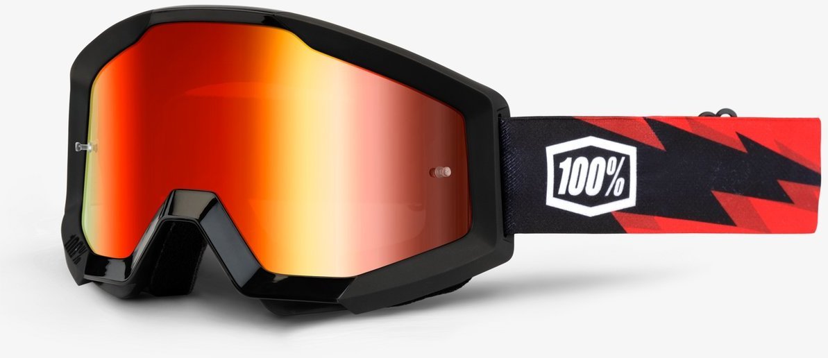 100% Strata Dirt Bike Motocross MX Goggle Mirrored Lens " Neon Yellow " 