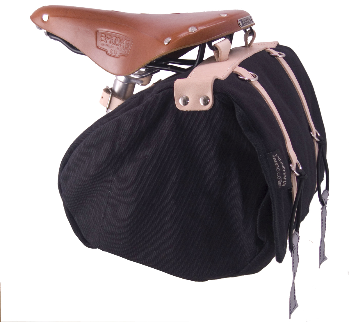 NEW Minnehaha Canvas & Leather Small Barrel Bar and Saddle Bag for Bikes 