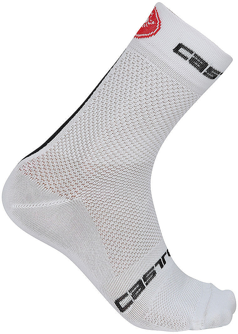 NEW Castelli FREE 6 Cycling Bicycling Socks WHITE/RED One Pair 