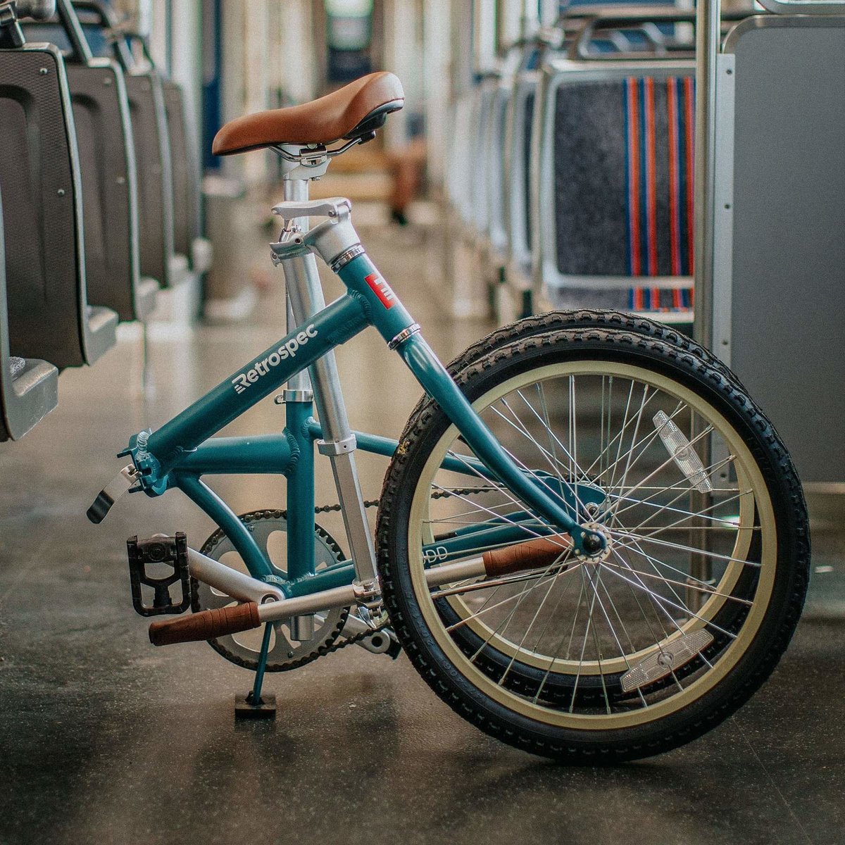Retrospec Judd Single-Speed Folding Bike with Coaster Brake Matte Pine