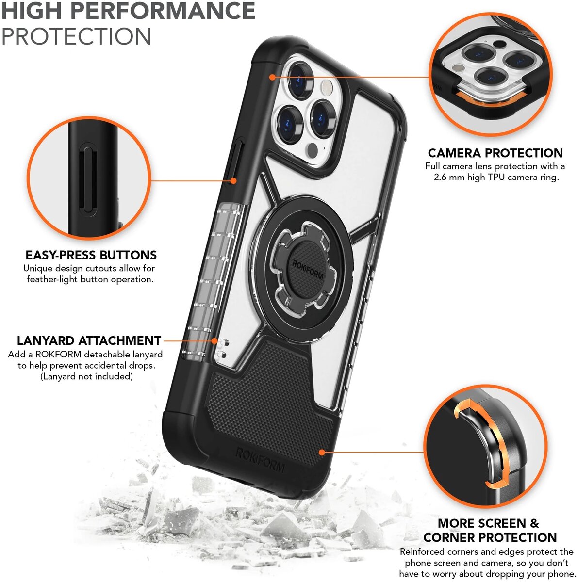 Rokform Rugged Case For IPhone 13 Pro Max - Military-Grade Drop Protection With Magnetic Mounting