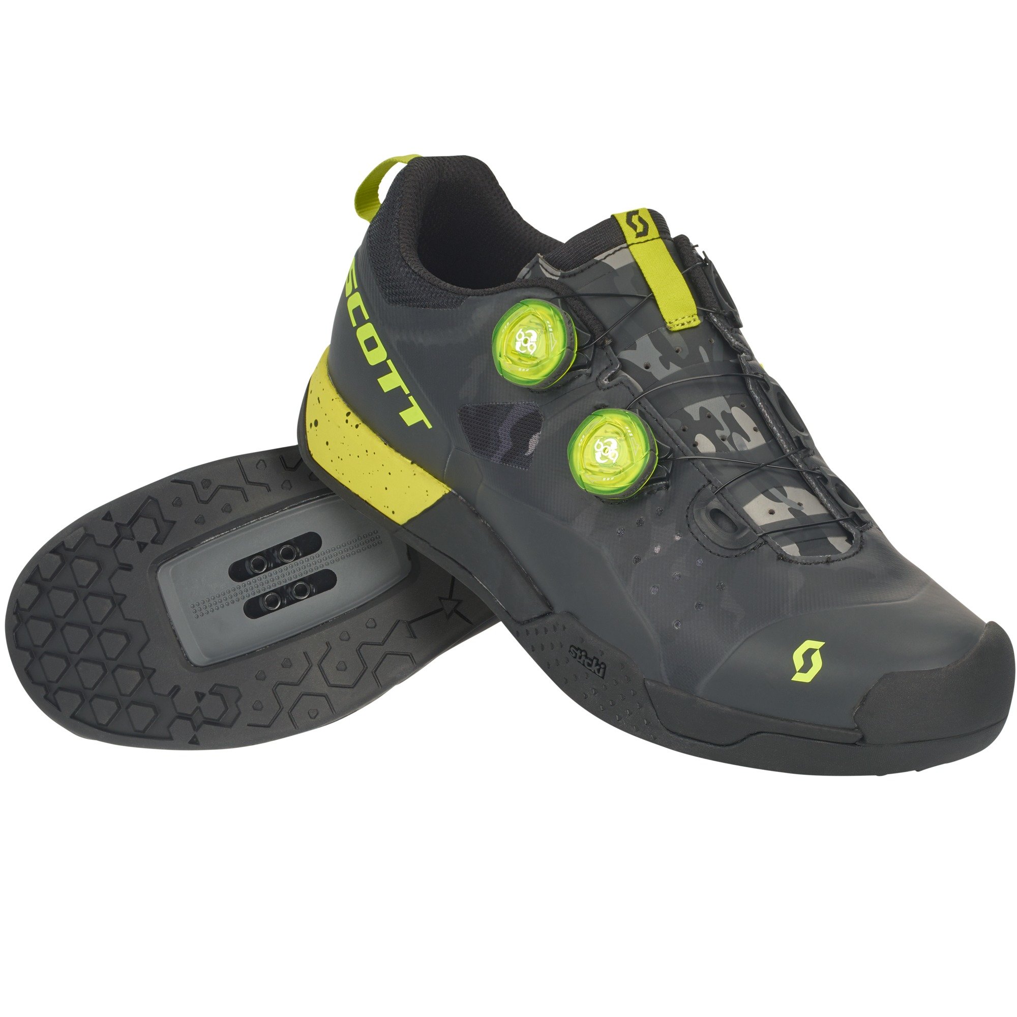Mens Black/Sulphur Yellow 44.0 Scott MTB AR Boa Clip Cycling Shoe 