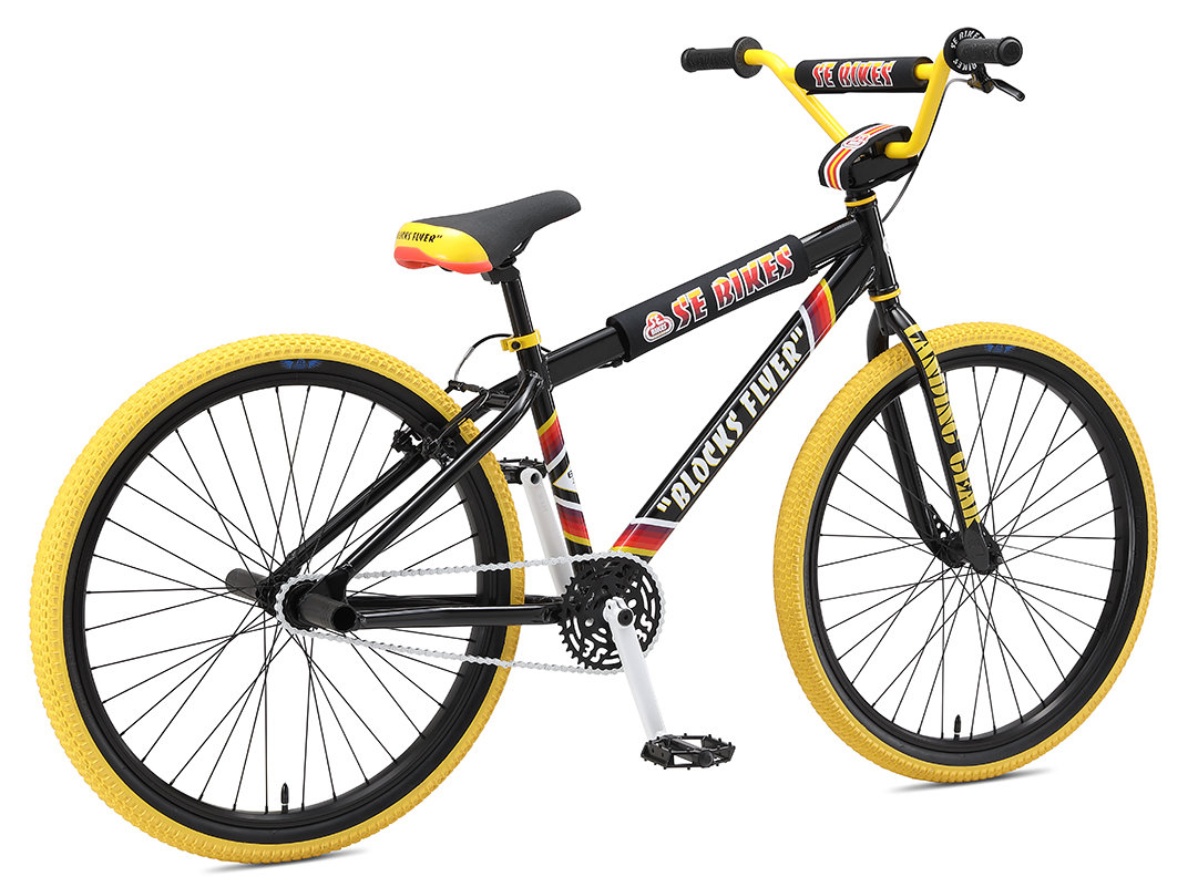 2020 SE Bikes Blocks Flyer 26 black w/yellow wheels