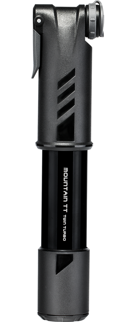 Topeak Mountain TT Twin Turbo Mini Pump With Gauge – Dual Action Hand Pump, 60 PSI
