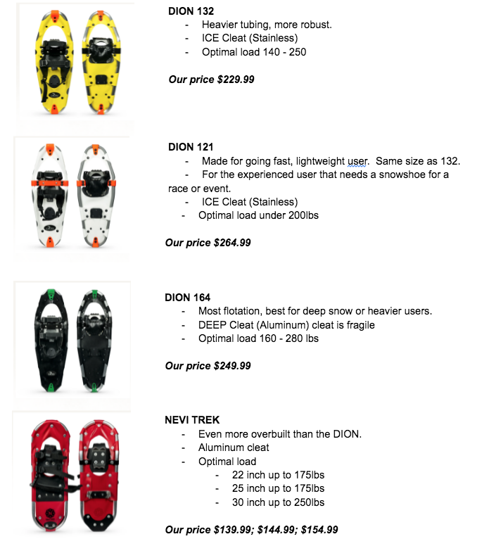 Dion Snowshoes Dion Model 132 Quick Fit and Ice Cleat Yellow