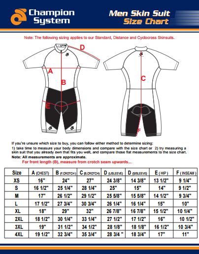 Champion System Size Chart