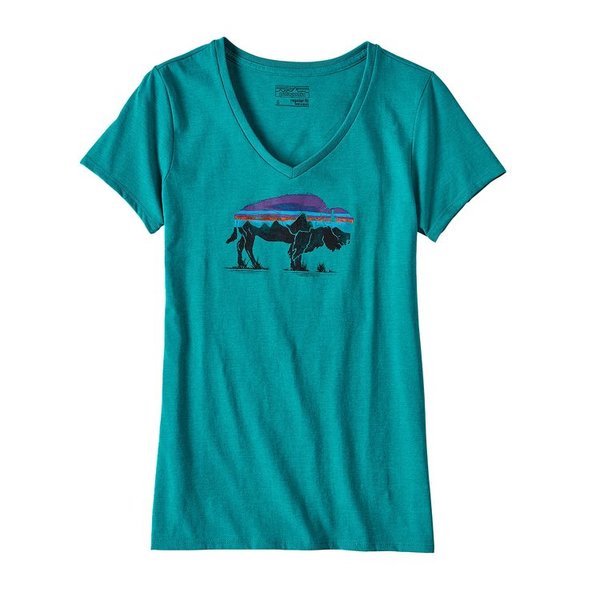 Patagonia W's Fitz Roy Bison Cotton/Poly V-Neck T-Shirt