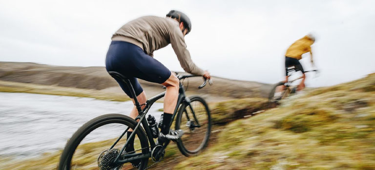 Rider on Specialized Diverge Gravel bikes on a trail