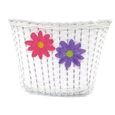 Action Bike Small White Plastic Basket with Flowers / Pink Trim