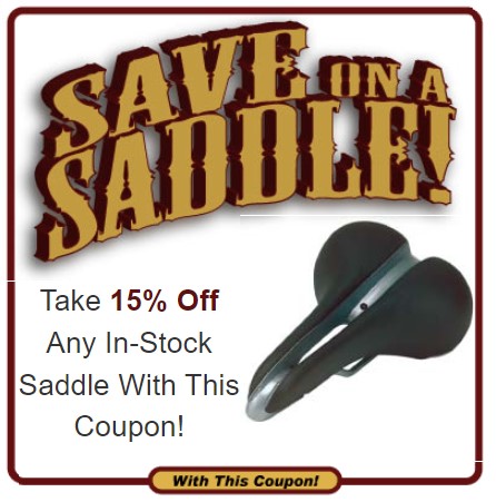 Save 15% off saddle coupon