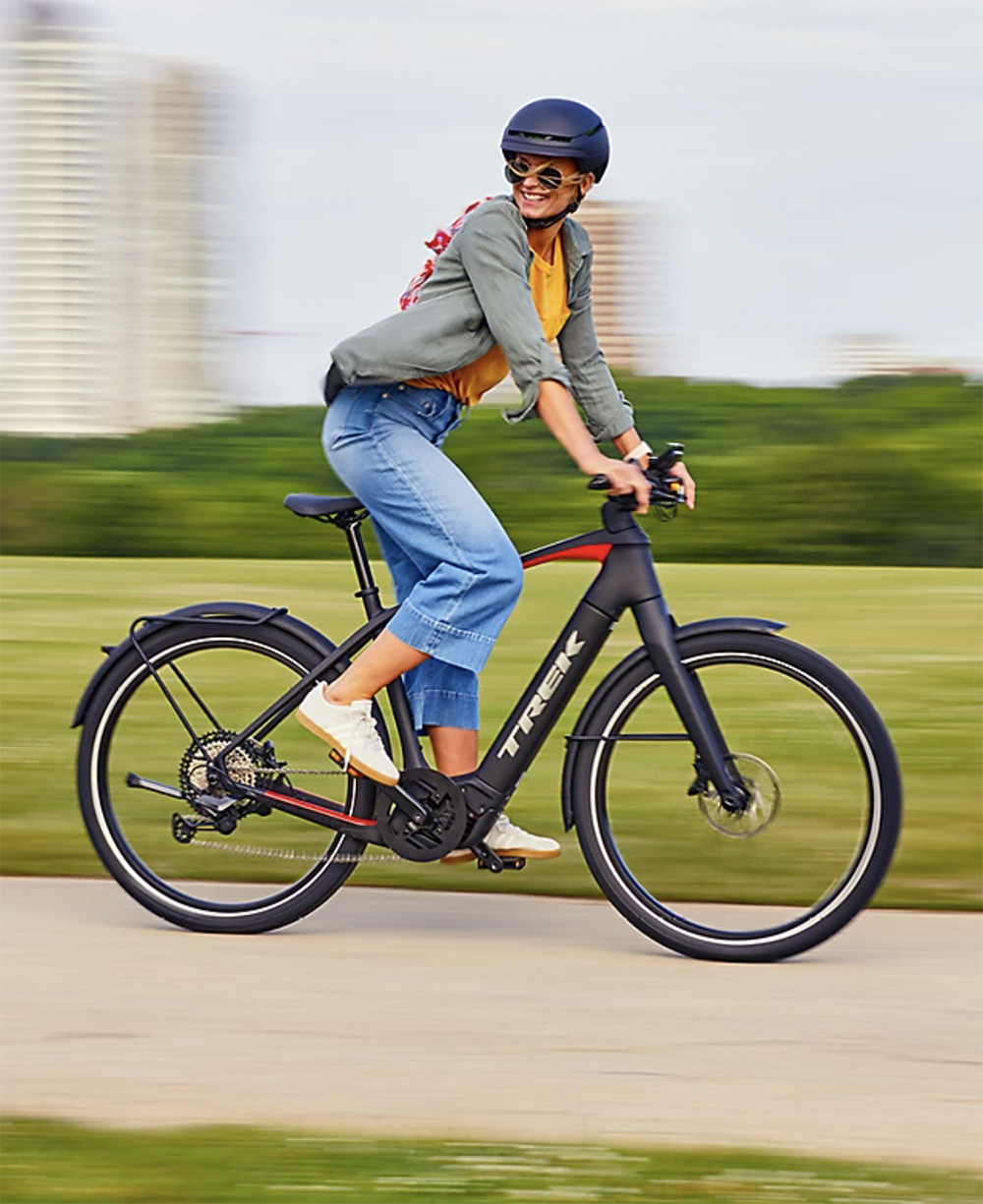 commuter riding electric bike