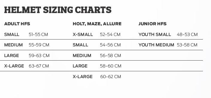 Smith Helmet Size Chart