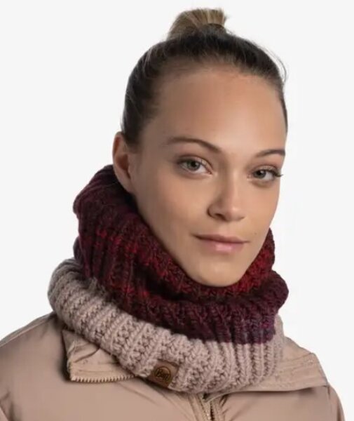 Buff Knitted And Fleece Neckwarmer Renvi Adult In Birch Grey