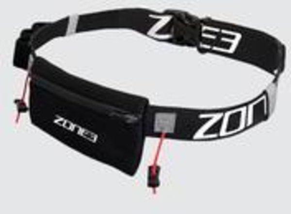ZONE 3 Endurance Number Belt with Neoprene Fuel Pouch and Energy Gel Storage - BLACK - OS
