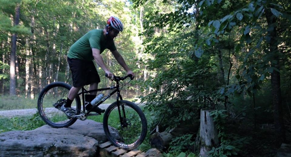 Ian--Blacksburg service manager-- riding mountain bikes