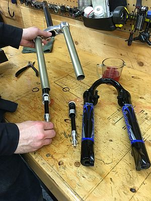 mountain bike front fork rebuild