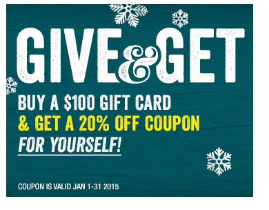 Give & Get! Buy a $100 Gift Card & Get a 20% OFF Coupon for yourself!