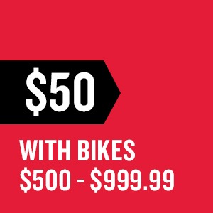 $50 with bikes $500 - $999.99