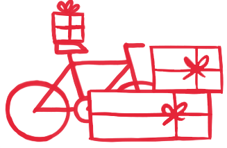 bike with gifts illustration